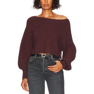 Lovers + Friends 'Camille' Brown Rayon Off Shoulder Sweater Size S